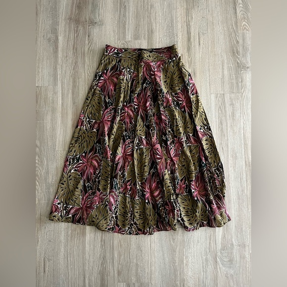 Madewell Women’s Crinkled Crepe Maxi Skirt in Brushstroke Monstera - Size 10 - Picture 8 of 9